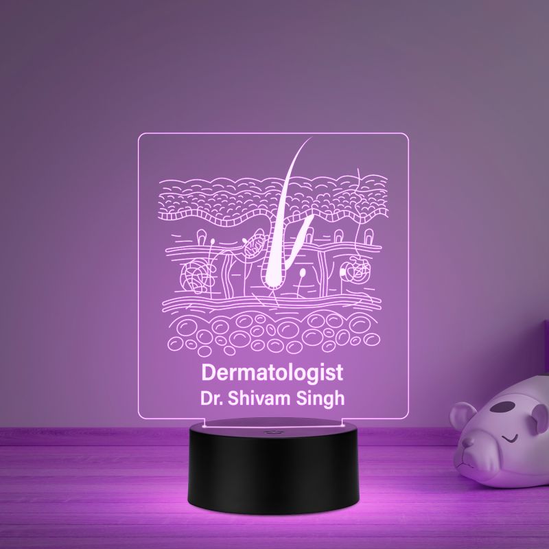 3D Illusion Dermatologist Night Lamp Personalized with Any Name 16 Color Changing Light & Remote Control